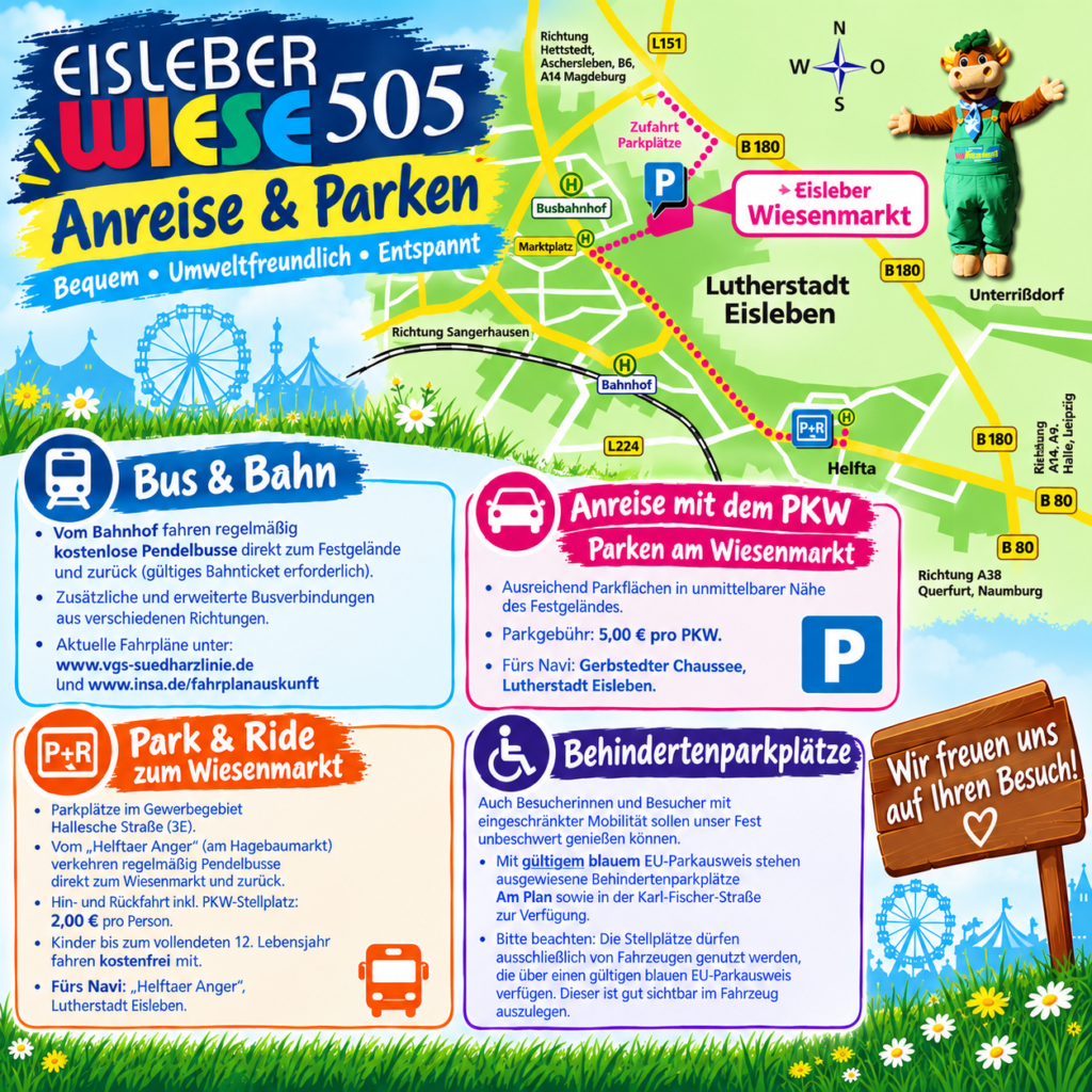 Bequem zum Eisleber Wiesenmarkt: Anreise und Parken